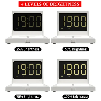 LED Elektros Žadintuvas, Skaitmeninis 3In1 15W Daugiafunkcį Naktį Šviesos Laikrodis su Mobiliojo Telefono Belaidį Kroviklį Home Office Supplie