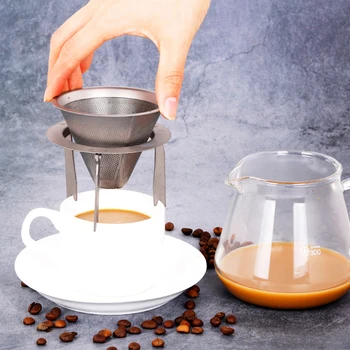 Dvigubo Sluoksnio Titano Kavą Filtro Laikiklyje, Užpilkite Kavos Dripper Akių Kavos, Arbatos Filtras Krepšelį Įrankiai Kempingas Iškylą