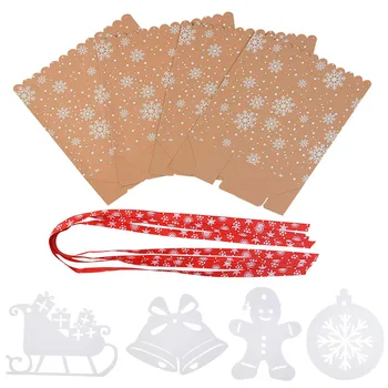 4pcs Mišrių Kalėdinių Saldainių Maišeliai, Kraft Popierius Pakuotės Maišelis Snaigės Juostelės Sniego X-mas Pakavimo Reikmenys Kalėdinė Dekoracija