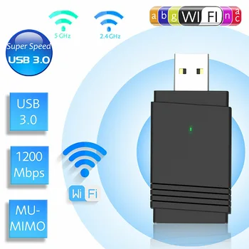 1200 Mbps USB 3.0 Bevielio ryšio WiFi Adapteris Dongle Dual Band 