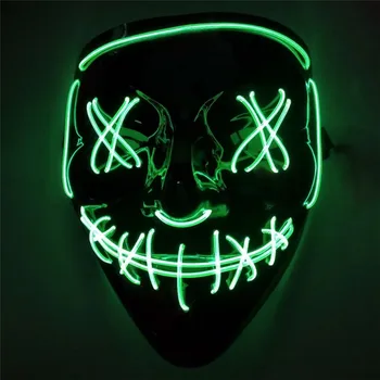 1Pcs Halloween Mask LED Šviesos Šalis Kaukės Neon Maska Cosplay Tušas Siaubo Mascarillas Švyti Tamsoje Masque