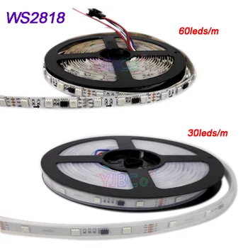5m WS2818 Pikselių RGB LED Šviesos Juostelės DC12V (Atnaujinti WS2811)Adresuojamo Dual-Signalas WS2818 IC 30Leds/m su 60 Led/m lempa juosta