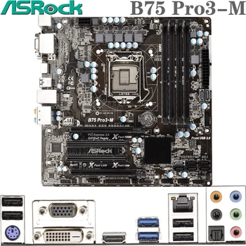 ASRock B75 Pro3-M, LGA1155 Intel Core 2/3 i3/i5/i7/Xeon/Pentium/Celeron HDMI LGA-1155 B75 Micro-ATX stacionaraus KOMPIUTERIO pagrindinės Plokštės