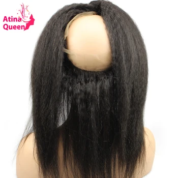 Atina Karalienė Prieš Nupeštos 360 Nėrinių Priekio su Pluoštas Afro Keistą Tiesiai Remy Žmogaus Plaukų Pynimas Ryšulių 360 Nėriniai Priekinio Uždarymo