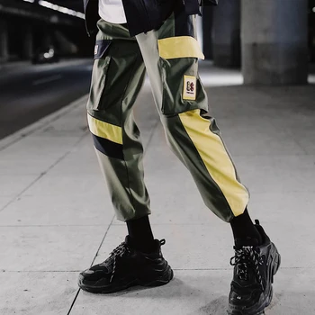 Kamufliažas Tactical Kelnių Kišenėje Krovinių Mens Kelnės Juostelės Hip-Hop Atsitiktinis Streetwear kelnės Vyrams prarasti veikia kratinys kelnės