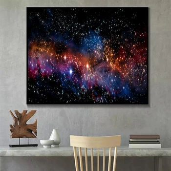 Laeacco Star Drobės Tapybos Galaxy Ūkas Erdvė Žvaigždėtas Dangus Namų Dekoro Plakatas Astronomijos Sienos Nuotrauka Už Kambarį Apdaila