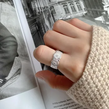 Europos ir Amerikos korėjos Stiliaus 925 Sterlingas Sidabro Žiedas Minimalistinio Žiedas Moterų Dizaino Prasme INS Grynųjų Raudona Ramunės Žiedas