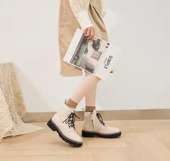 Batai Moteriška 2020 natūralios Odos Bateliai Moterims Nėrinių Balta žiema moterų bateliai neslidžiais mergina Martin batai