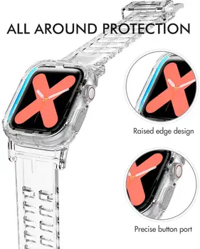 Atveju Diržu, Apple Watch Band 44 MM 40MM Minkštas skaidraus silikono Žiūrėti Bamperis Band Apyrankę iWatch Series 5 4 3 38 42mm