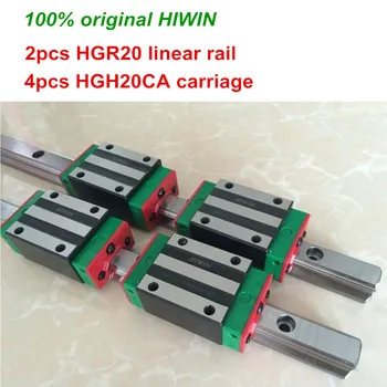 Originalus HIWIN 2vnt HGR20 200mm 300mm 400mm 500mm 600mm 700mm 800mm 1000mm Linijinis Vadovas geležinkelių + 4pcs HGH20CA HIWIN Vežimas
