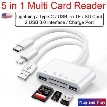 Multi USB OTG Adapterio Kortelių Skaitytuvas Žaibas į Fotoaparato SD TF U-Disko IOS13 Adapteris, skirtas 
